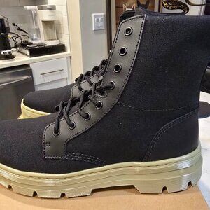 Dr. Martens Combs Boots Black Canvas 30826001 Black / Green Hi Mens Size 12 US